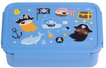 A LITTLE LOVELY COMPANY Bento - Fiambrera Diseños – Fiambrera, caja de almuerzo, caja de desayuno, caja de aperitivos para niños (Azul)