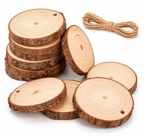 12 Pz Dischi Legno Decorativo, Fette di Legno Grezzo Rotondo 7-8 cm | Dischi di LegnoNaturale per Artigianato Pirografia Sottobicchieri,Decorazioni Fai Da Te Pittura MatrimoniCentrotavolaNatalizi