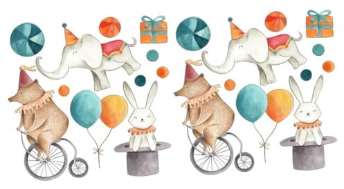 NUOBESTY 2 Fogli Adesivi Murali Animali per Decorazioni Cartoon e Coniglio per Cameretta per Giocattoli Aula e Facili da Applicare e Rimuovere