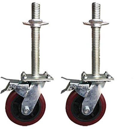 GPDNBIEU, 2 uds, ruedas giratorias con frenos, ruedas móviles for andamios, ruedas giratorias de alta resistencia, carga de 400Kg(Red)