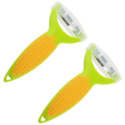 TEHAUX 2 piezas Pelador de Maíz Acero Inoxidable con Mango Ergonómico Cuchillas Resistentes para Cocina Herramienta Práctica para Separar Granos y Ahorrar Almacenamiento con Orificio