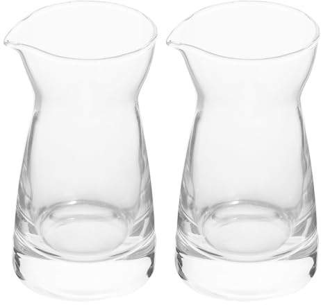 SEWACC Lot de 2 Pichets à Crème en Verre 80 Ml Petits Pichets à Lait et Sauce Transparents Bocaux Polyvalents pour Usage Domestique et Professionnel