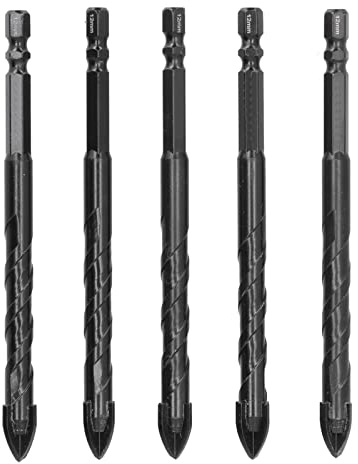 SET DI PUNTE A CROCE PER CERAMICA CARBURO CEMENTATO DI ALTA QUALITÀ 5 PZ BORDI 12 MM PUNTA TRAPANO CERAMICA PIASTRELLE VETRO LEGNO SPECCHI