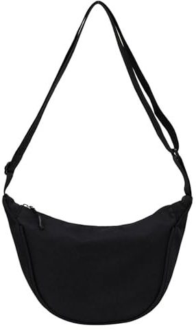 ZXTGBQ Borsa a Tracolla in Nylon, Borsa a spalla da Donna, Messenger Crossbody Bag, Moon Bag con Tracolla regolabile per Dallo stile casual per Shopping Viaggio, Nero