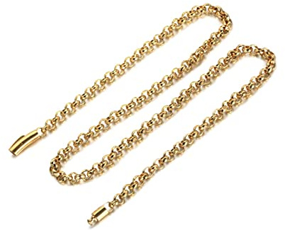26 tums guldkedja 7,3 mm, runt modehalsband i rostfritt stål för män pojkar