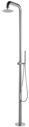 GardwellGartendusche 220 cm Outdoor Dusche mit Regenduschkopf Ø20 cm & Handbrause Pooldusche Edelstahl 304 gebürstet