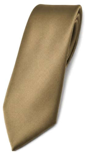 TigerTie Herren Krawatte 6 cm schmale Satin Tie in braun goldbraun beigebraun einfarbig uni Business, festliche Veranstaltungen und Freizeit