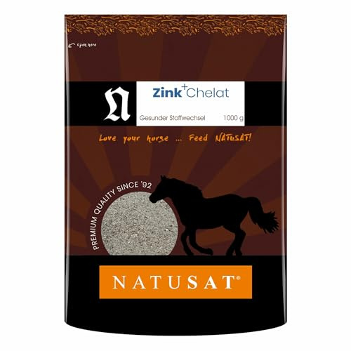 Natusat Zink Chelat Pulver 1000 g | Ergänzungsfutter für Pferde | Fellwechsel