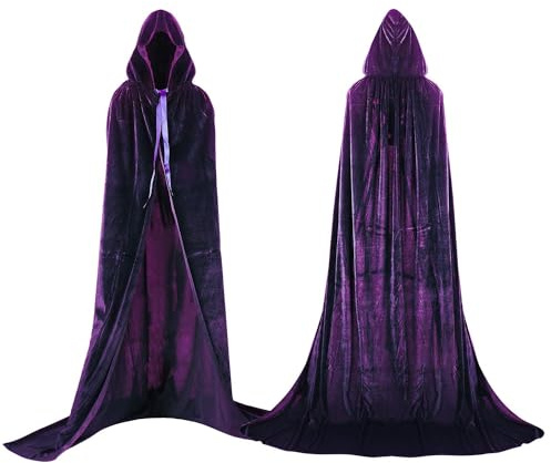 Labellevie Cape à capuchon Longue Velvet Adulte Unisexe Déguisement Costume Halloween - Violet - Taille M