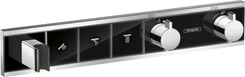 Hansgrohe Thermostat Unterputz rainSelect Fertigset 3 Verbraucher schwarz/Chrom, 15356600