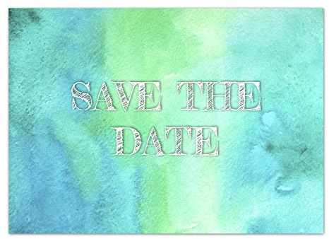 Einladungskarten Manufaktur Hamburg 10 x Save the Date Karten mit Umschlag/Aquarell modern blau grün/Hochzeit/Liebe/Heirat/Einladung/Verkündung