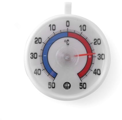 HENDI Kühlschrankthermometer, Thermometer, Khülschrank, Wasserdicht, mit Aufhängehaken, Temperaturbereich von -50 °C bis 50 °C. Leicht abzulesen, ø72x(H)21mm