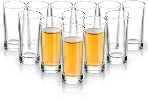 Elivia Shot Glass Set with Heavy Base, 1.2 oz (12 pack) Clear Glasses for Whiskey and Liqueurs - JM02
