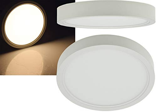 ChiliTec LED Deckenlampe Rund Flache Leuchte für Wand Decke - 17cm 12 Watt 24mm 230V 1320 Lumen - Aufbau LED-Panel Büro Flur Wohnzimmer Kinderzimmer Warmweiß Warmweiß Ø 17cm