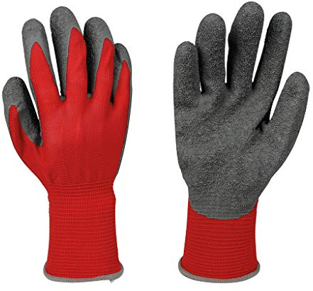 COGEX 83721 - Guantes grandes de trabajo de poliéster con revestimiento de látex, color rojo