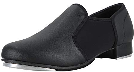 Linodes Unisex PU Leather Slip On Tap Shoe Dance Shoes for Women and Men's Dance Shoes-Black-8.5M