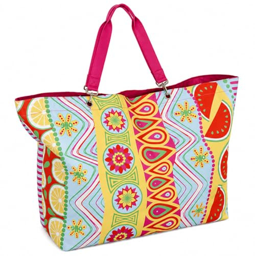 JENNIFER JONES Strandtasche XXL Damen – Große Badetasche für Familie | (62x22x42 cm) – Shopper mit Reißverschluss – Perfekt für Strand, Urlaub & Freizeit