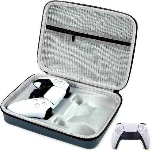 AJKTHGE PS5 / PS4 Controller Case, Dual Gaming Controller Protective Hard Shell, PS5 Two Controllers Travel Carrying Bag with Room for Cable Cord and Accessories (Gray)