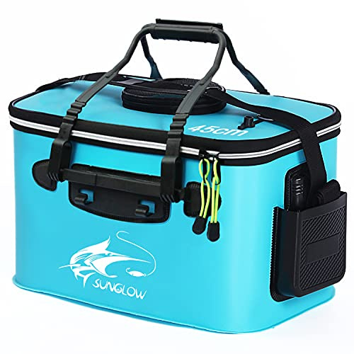 Borsa da pesca pieghevole, 23 l, 30 l, 38 l, multifunzione, per pesci vivi ed esche, contenitore per pesca all'aperto, campeggio, materiale EVA (30 l, blu)