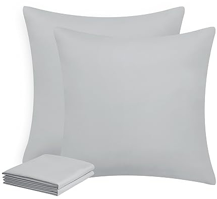 Aisbo Kissenbezug 50x50 2er Set - Kissenhülle Kopfkissenbezug 50 x 50 Hellgrau mit Reißverschluss aus Mikrofaser, ÖKO-TEX Pillow Cover 50x50cm, Weich und Bügelfrei