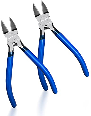 Wire Cutters 2 Pack KAIHAOWIN 6 Inch Wire Cutters Set Spring Loaded Wire Snips Diagonal Cutting Pliers Dikes Precision Wire Clippers Small Flush Cutter for Cutting Wires,Electronics,Cables,Jewelry,DIY
