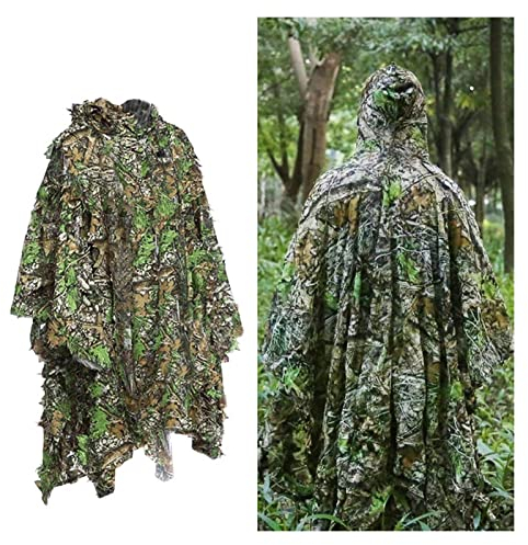 Tarnanzüge,Tarnumhang Mit Kapuze Jagdbekleidung Herren Tarnanzug Jagd Wald MilitäR Anzug Woodland Camouflage Anzug Softair Sniper,Damen Herren 3D Leicht Und Atmungsaktiv (Size : One-Size)