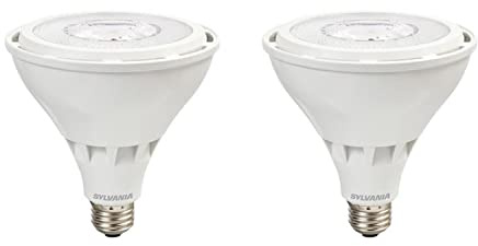 Sylvania Night Chaser LED PAR38 Light Bulb, 250W = 23W, 22 Year, Dimmable, Super Bright 2650 Lumens, Wet Rated, 3000K, White - 2 Pack (41359)