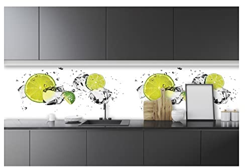 WallArena - Vlies Fototapete Limetten und Eis 250x60 cm - Fototapeten - Tapeten - für Wohnzimmer Schlafzimmer - Vliestapete Wandtapete Tapete 3D Effekt- inkl. Kleister - Küche