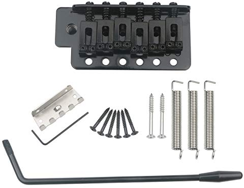 Unxuey E-Gitarre Brücke Tremolo System Set mit 6 mm Durchmesser Wammy Bar für 6 Saiten-Strat-Gitarre Saitenhalter Ersatz - Schwarz