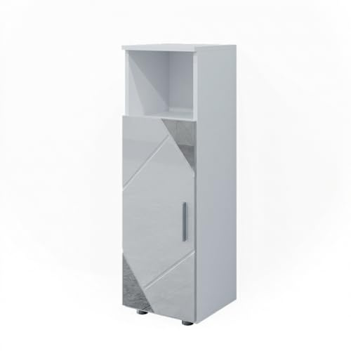 Vicco Midischrank Irma, Weiß Hochglanz mit Einsätzen, 30 x 95 cm | zur Aufbewahrung von Badutensilien und kombinierbar mit Irma