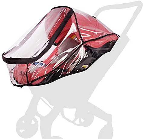 MIVAIUN Universal Komfort Regenschutz für Kinderwagen/Babywannen Einfache Handhabung, Transparent, für 3 Rad Wagen, Shopper Buggys, Universal-Regen-Verdeck für Kinderwagen (Schwarz)