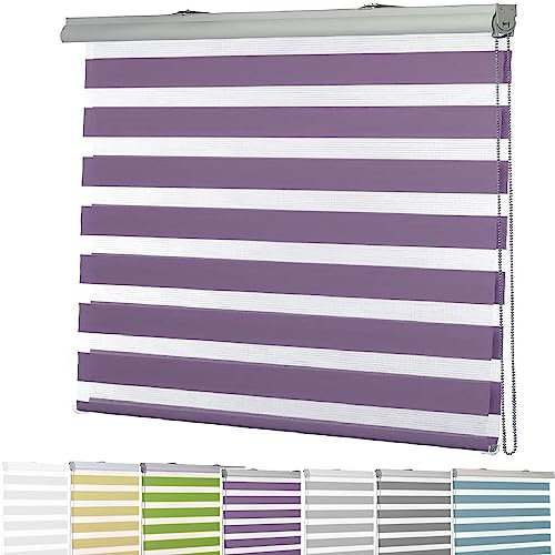 Vertikaljalousie 30 x 260 cm Doppelter Stoff, durchscheinend Sonnenschutz Jalousie Inkl. Aller Montage-Teile für Schlafzimmer, Wohnzimmer, Lila