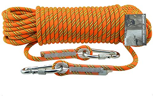 Samnuerly Kletterseil Orange 11 mm Kletterseil Schnorchelseil Klettern Outdoor-Abenteuer Trekking Campingwerkzeug Nylonseil Hochfeste Seilkraft 2200 kg (10 m-50 m) (Größe: 40 m)