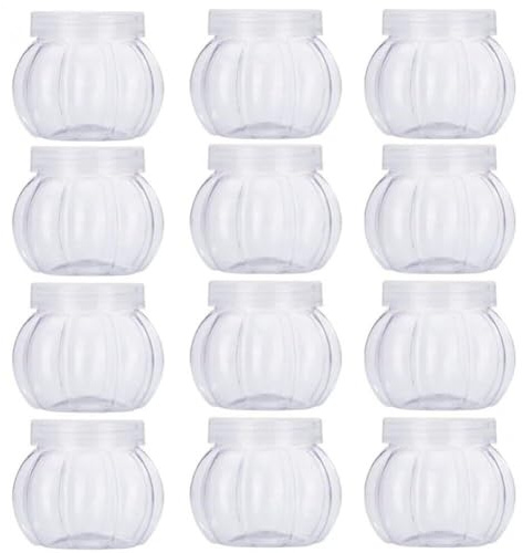 Frascos De De Plástico 12 Pcs Jares De Galletas De Calabaza con Tapas De Almacenamiento De Alimentos Recipiente De Dulces Reutilizable para Bocadillos