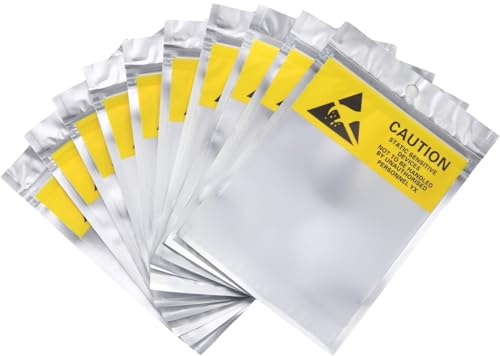 Adanluxe 100 Stück 10,4 x 15,9 cm Premium wiederverschließbare antistatische Beutel mit Reißverschluss für Elektronikgeräte Zubehör Batterien, antistatische Beutel für 6,3 cm SSD HDD, ESD-Beutel