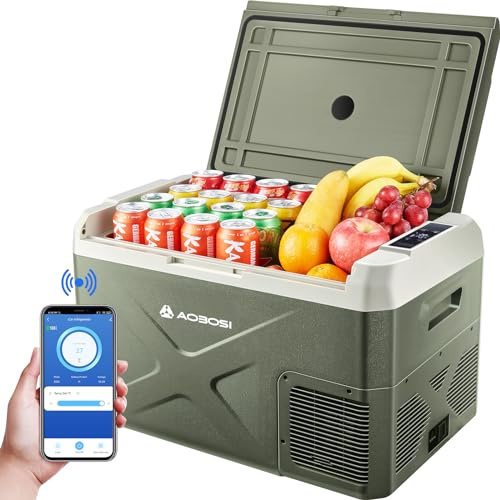 AAOBOSI Car Fridge 30L, Camping Fridge Freezer -20°C To 20°C, Car Refrigerator 12/24V DC100-240 V AC For Campervan Outdoor Rv Camping Travel Vehicles Home