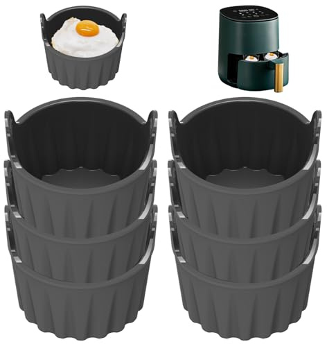 Pesoncarl Silicone Air Fryer Egg Mould, Ramekins for Air Fryer, 6Pcs 2.8''Air Fryer Egg Poacher Non-Stick Cupcake Muffin Cups for Microwave Oven Safe, Ramekins Soufflé Dishes