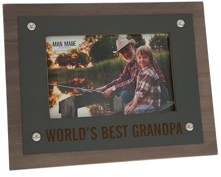 Pavilion - World's Best Grandpa - 4 x 6 Horizontal Picture Frame Photo Holder Desktop Decoration Grandfather Gramps Granddad Gift Present