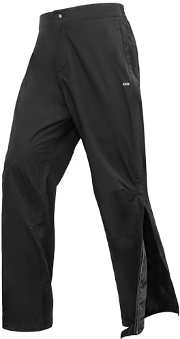 33,000ft Men's Waterproof Trousers Full Side Zip Rain Pants Lightweight Breathable Overtrousers Outdoor Trousers for Hiking Walking Golf Cycling Black XL