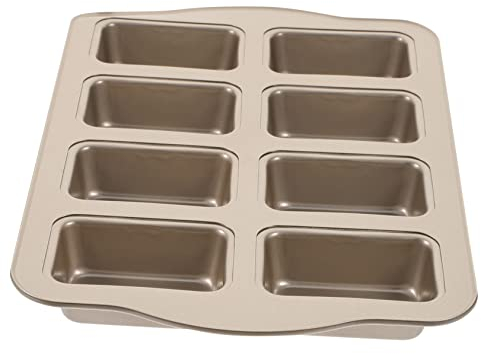 Carbon Steel Mini Loaf Pan 8 Hole Non Stick Gold for Baking