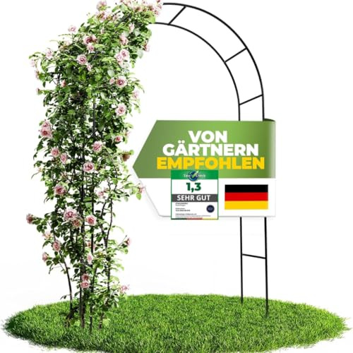 STAHLMANN ® Rosenbogen [240 x 140 x 37cm ] geeignet für Jede Art von Rankpflanzen - Rosenbogen [Metall] kinderleicht aufzubauen - Gartenbogen in grün für eine schöne Gartendekoration