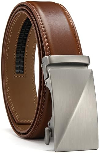 YOORAN Gürtel Herren, Automatik Ledergürtel ohne Löcher für Herren Business Anzug,Breit 35mm, Größe Angepasst