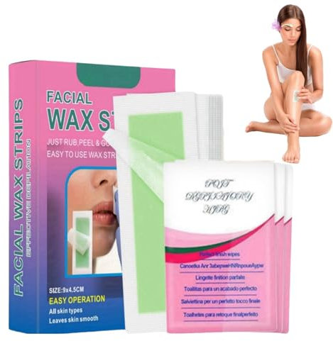 30PCS Hair Removal Wax Strips for Face, Eyebrows and Sensitive Skin - Portable and Convenient Cold Facial Strips for Women