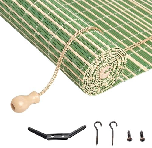 Cortina Di Bambù Tapparella Avvolgibile Bambù, Verde Tenda A Rullo In Bambù Naturale, Tenda Di Bambù Per Camera Da Letto, Personalizzabile Tapparella Bamboo Da Esterno Tende A Pacchetto(60 x 200 cm)