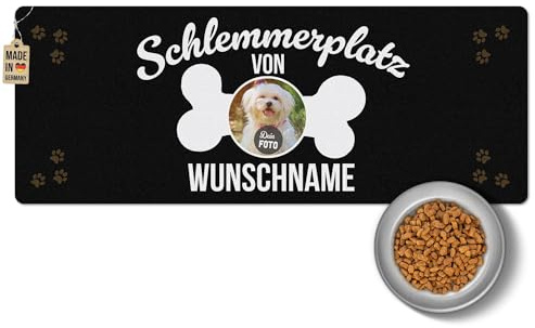 PR Print Royal Napfunterlage mit Name und Foto selbst gestalten - Schlemmerplatz - Futtermatte für Hunde - Personalisiertes Foto-Geschenk für Hundebesitzer, Waschbar | 80 x 30 cm, rutschfest