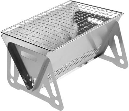 Cabilock Tragbarer Edelstahl Holzkohlegrill Faltbar Campinggrill Outdoor Grill Mit Klappbarem Design Und Luftzirkulation Für Picknick Und Reisen
