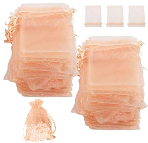 Netzbeutel Organzabeutel 100 Stück 4x6 Zoll transparente Beutel Geschenkbeutel mit Kordelzug feines Netz Schmuckbeutel Mehrzweck-Partygeschenkbeutel für Geburtstag Weihnachten Festival