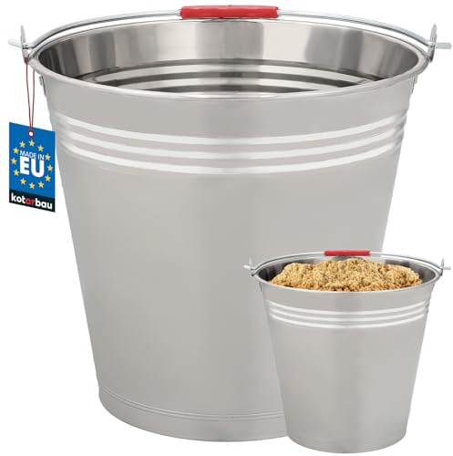 KOTARBAU® Metalleimer - 16 L - Lebensmittelecht - Blecheimer - Edelstahl Eimer - Putzeimer - Rostbeständig - Ascheeimer - Eimer aus Stahl