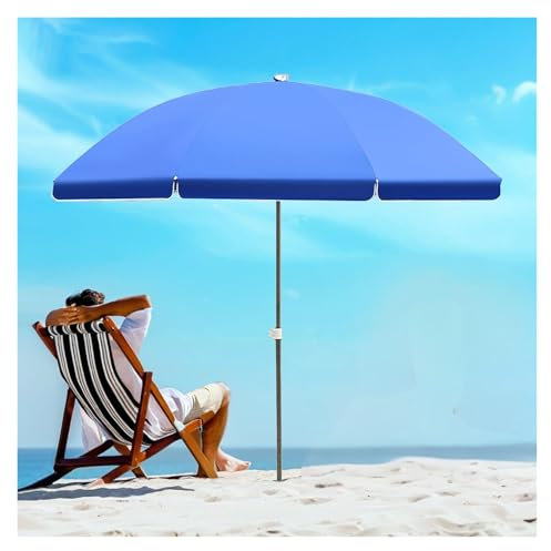 WATAOW Parasole Spiaggia/16 Stecche Solide, Protezione UV, Impermeabile/Ombrellone da Giardino/Ombrellone da Tavolo/Adatto per Ristoranti, Piscine, Spiagge/2,4 M-3,0 M(Blue,2.4m/7.8ft)