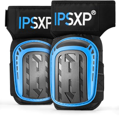 IPSXP Professionelle Knieschoner Arbeiten, Robuste Schaum-Polsterung, Bequemes Gel-Polster, Strapazierfähigen Doppelriemen,Kniepolster für BAU-, Gartenarbeit,Verstellbar (Blau)